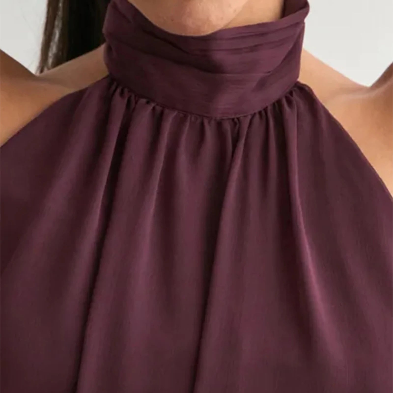 Basic Women Halter Top Sleeveless Tops Backless Solid Color Loose Summer Vest for Club Party