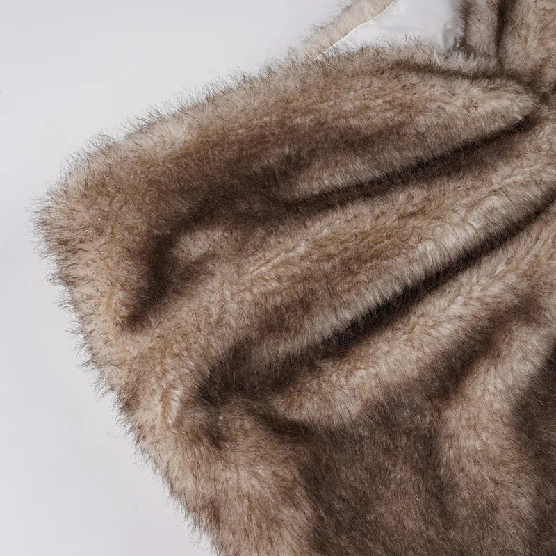 2025 Fall Winter Faux Fur Bodycon Mini Skirts Women Fashion Sexy Low Waist Hipster Furry Night Clubwear Bottoms Streetwear Skirt